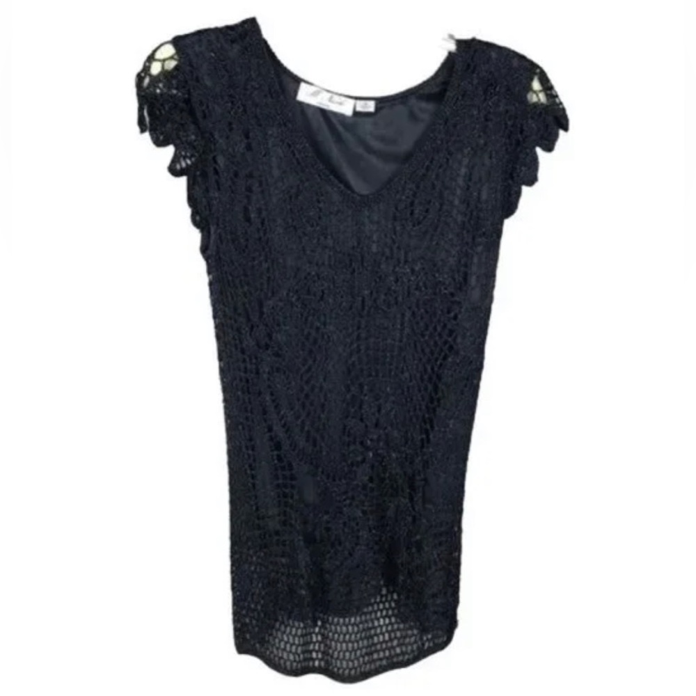 M. Nicole Black Crochet Dressy Evening Top